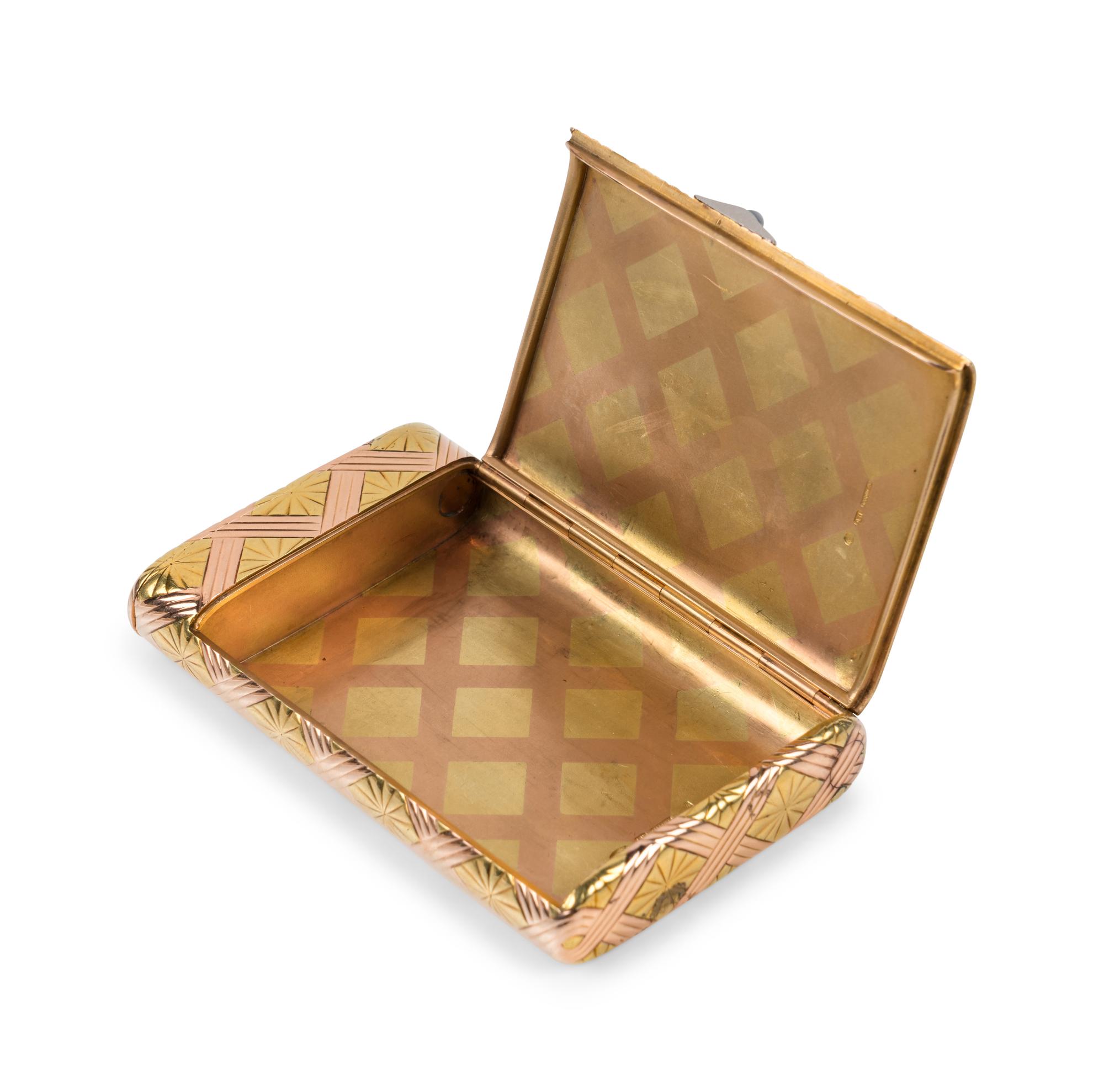 A Fabergé Yellow and Rose Gold Cigarette Case