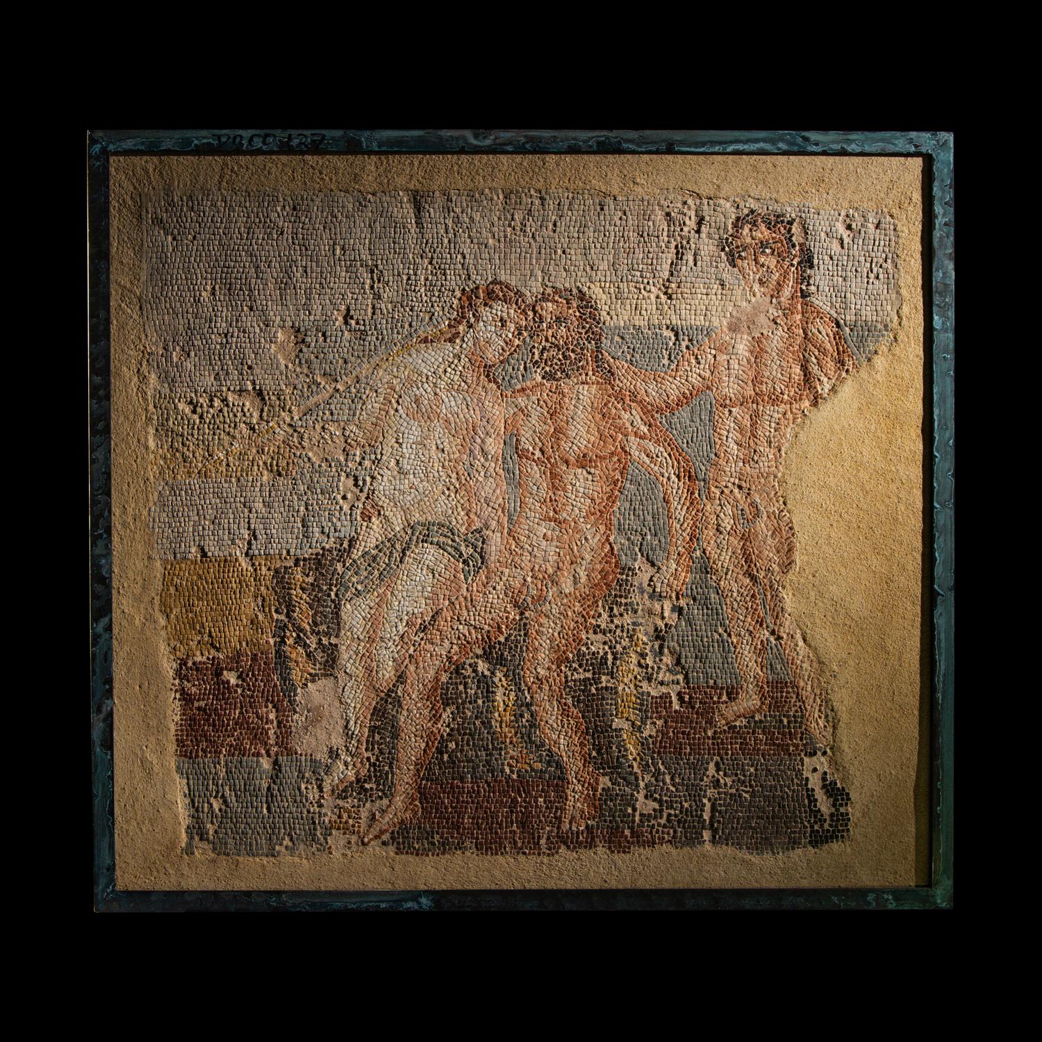 A Roman Mosaic Panel with Erotic Scene