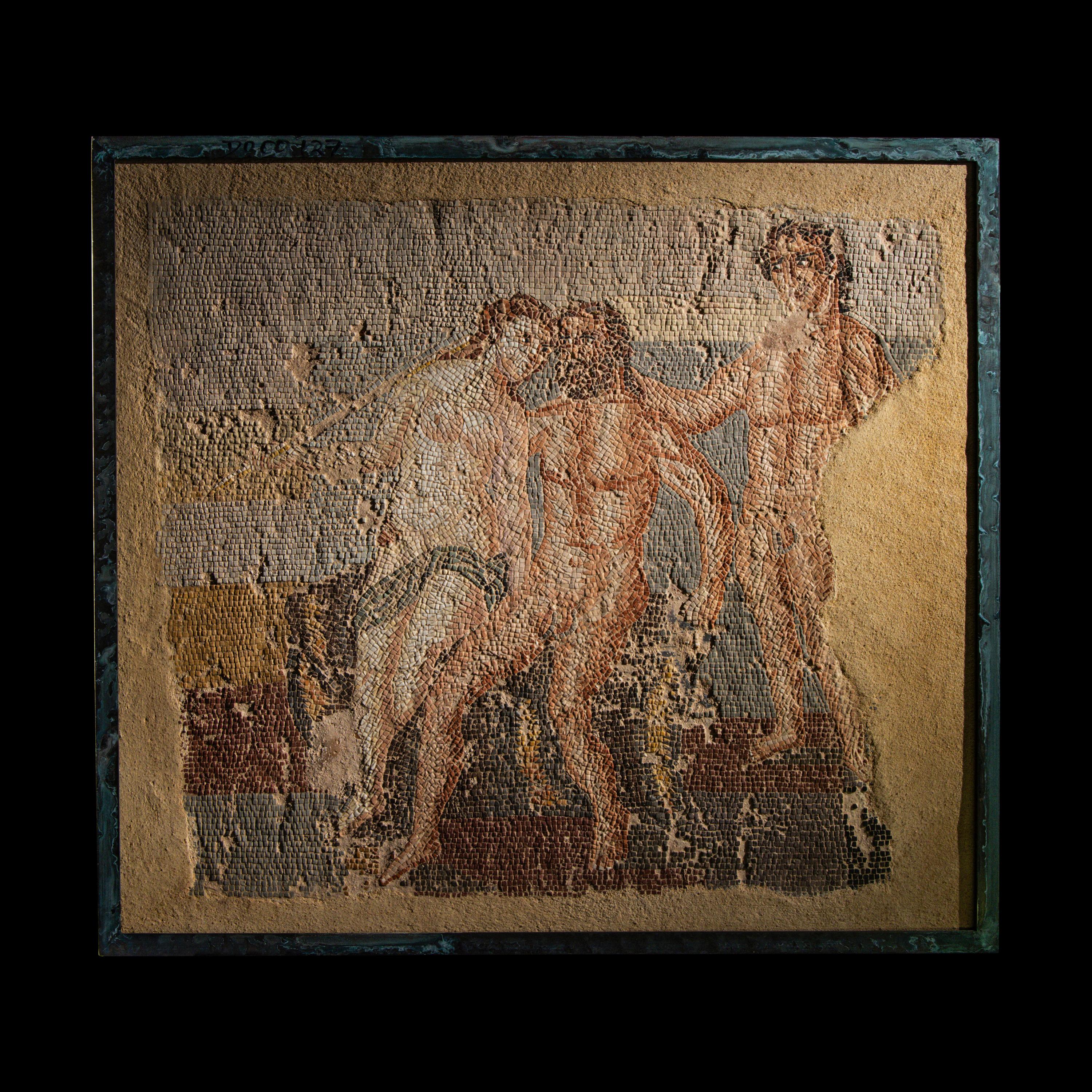 A Roman Mosaic Panel with Erotic Scene