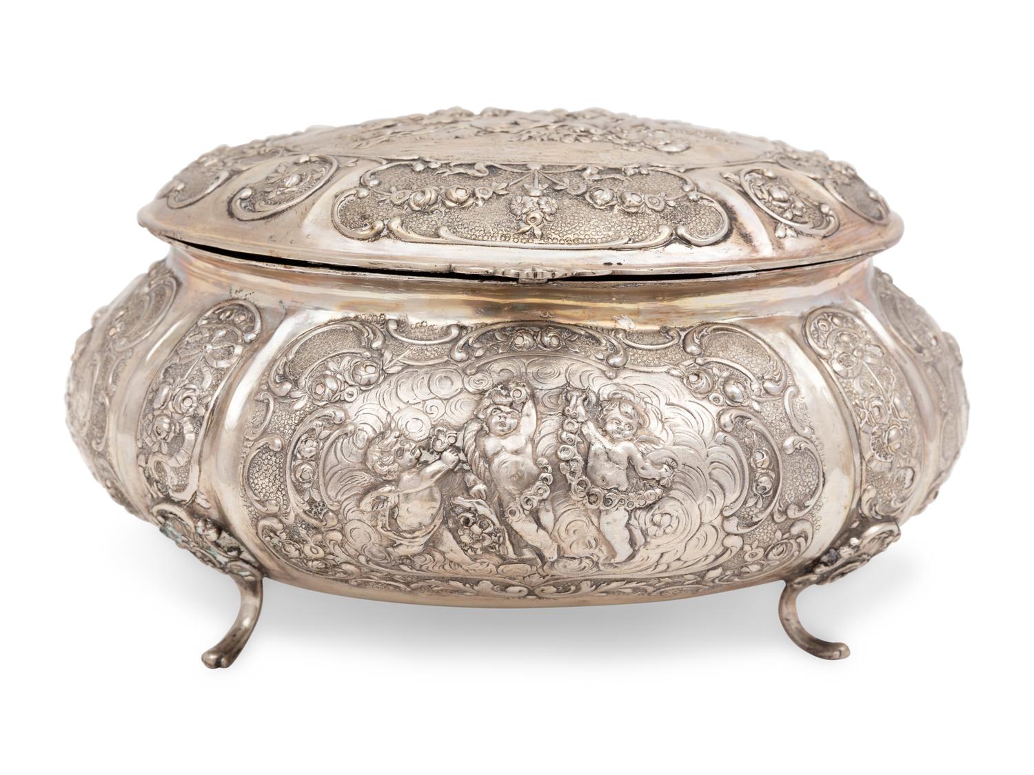 A Large German Repousse Silver Box