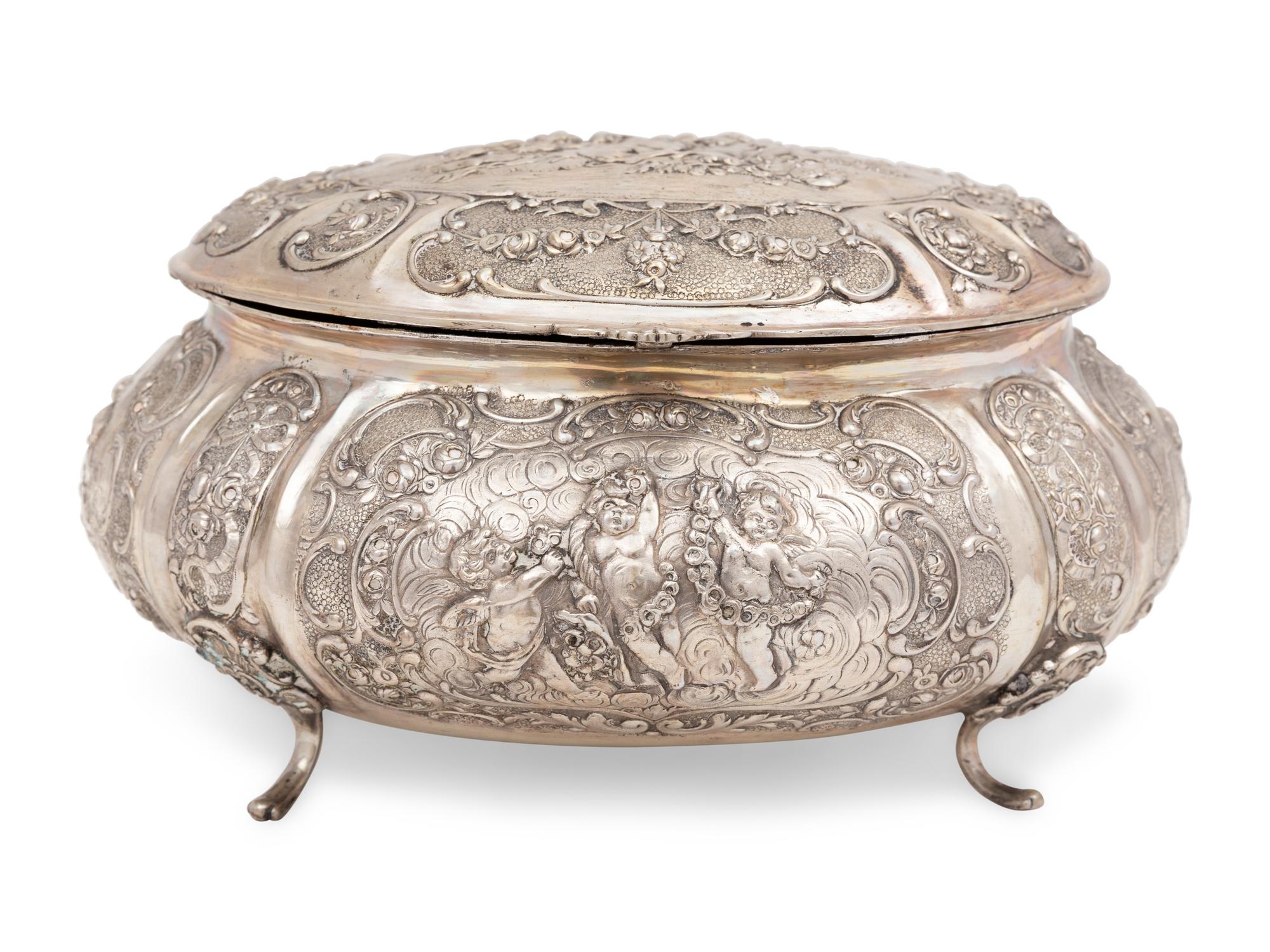 A Large German Repousse Silver Box