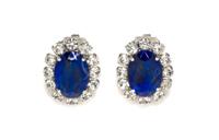 A Pair of Christian Dior Blue Earclips, 1" x 7/8".