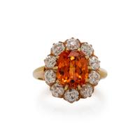 SPESSARTINE GARNET AND DIAMOND RING