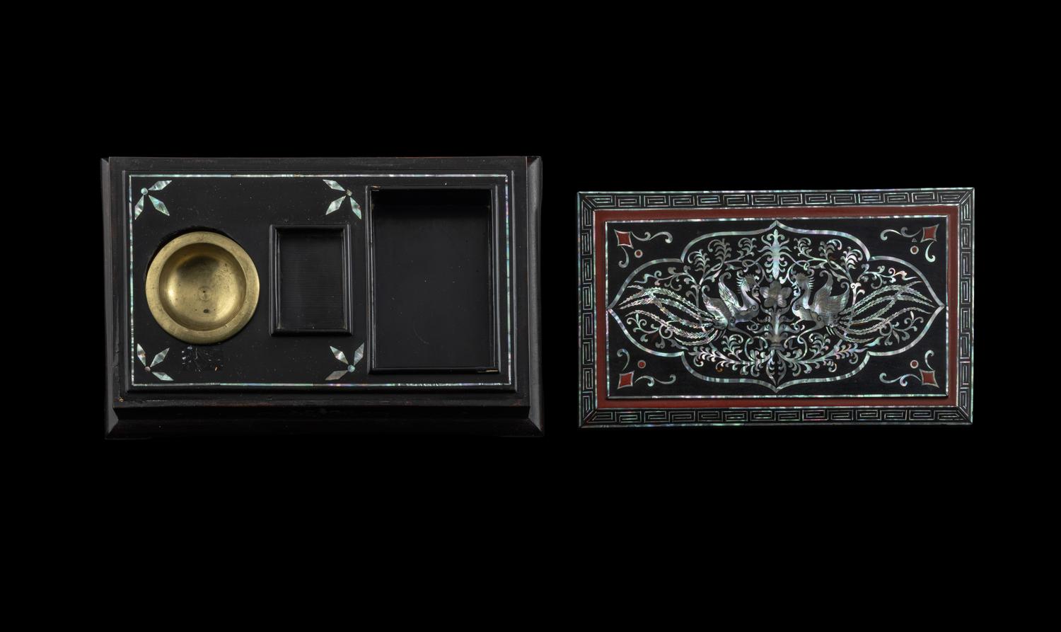 Two Japanese and Korean Lacquer Writing Boxes