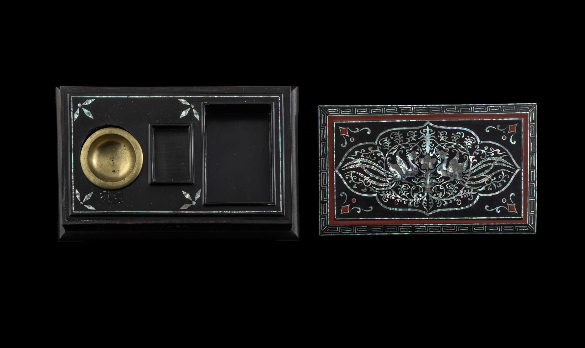 Two Japanese and Korean Lacquer Writing Boxes