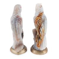 A Pair of Carved Agate Models of Parrots