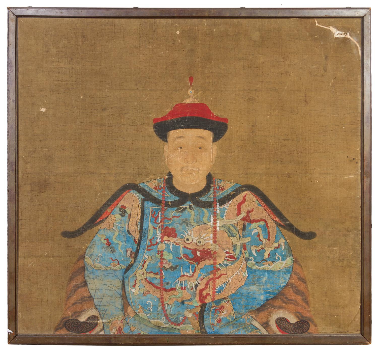 A Portrait of a Qing Dynasty Emperor 17TH/18TH CENTURY 31 3/4 x 36 1/2 inches. — 17TH/18TH CENTURY