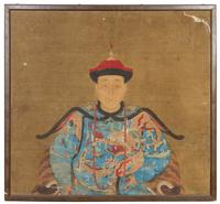 A Portrait of a Qing Dynasty Emperor 17TH/18TH CENTURY 31 3/4 x 36 1/2 inches. — 17TH/18TH CENTURY