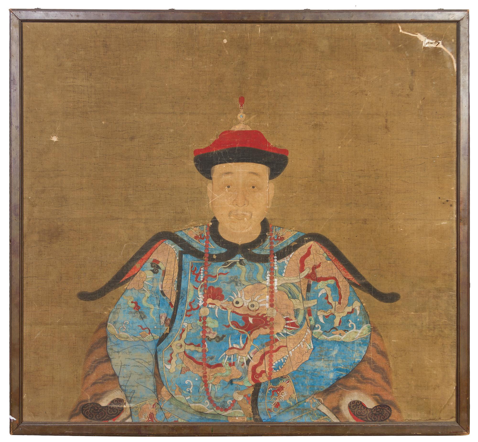 A Portrait of a Qing Dynasty Emperor 17TH/18TH CENTURY 31 3/4 x 36 1/2 inches. — 17TH/18TH CENTURY