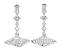 A Pair of George II Silver Taper Sticks