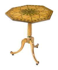 A Pair of George III Cream and Green-Painted Octagonal Tables