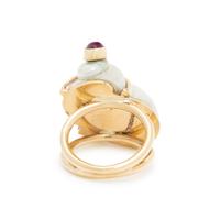 SEAMAN SCHEPPS, TURBO SHELL, RUBY, SAPPHIRE, AND YELLOW GOLD RING
