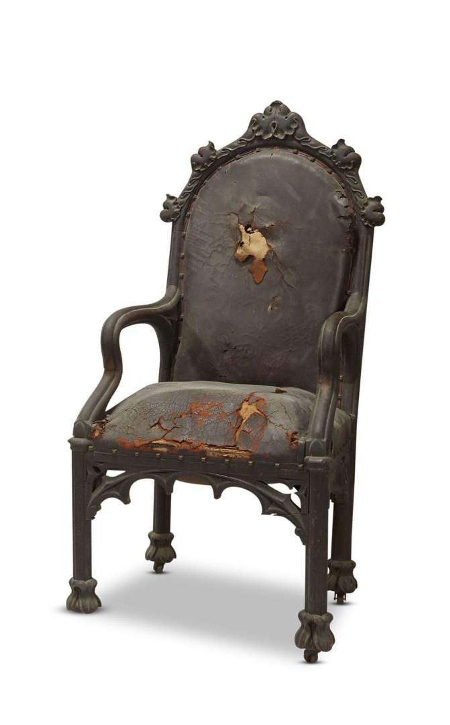 Herrick-Maynard-Hatch Gothic Revival carved oak armchair Designed by Alexander Jackson Davis (1803-1892), New York, made by Bur