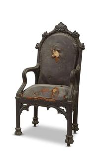 Herrick-Maynard-Hatch Gothic Revival carved oak armchair Designed by Alexander Jackson Davis (1803-1892), New York, made by Bur