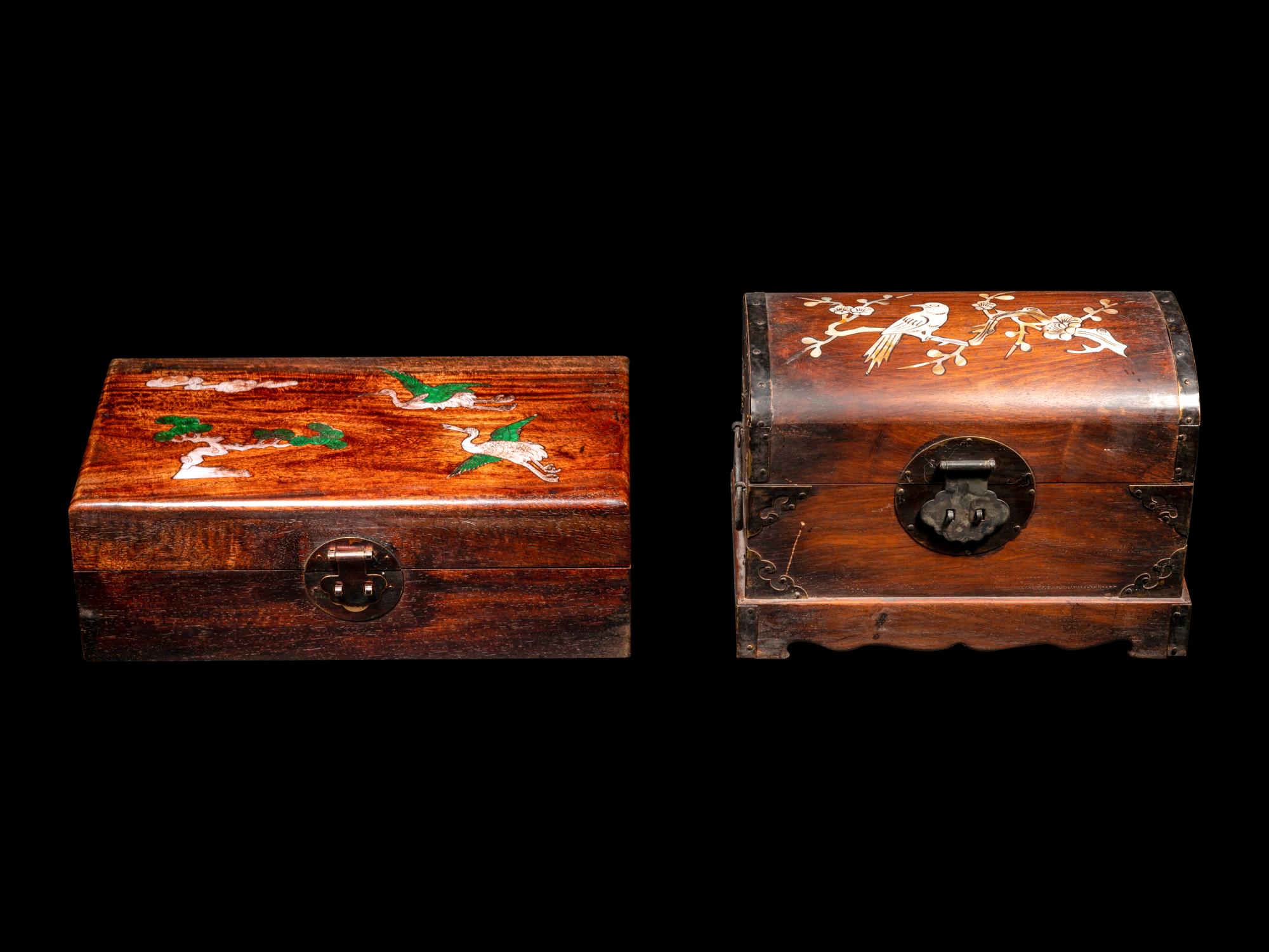 Two Inlaid Huanghuali Boxes