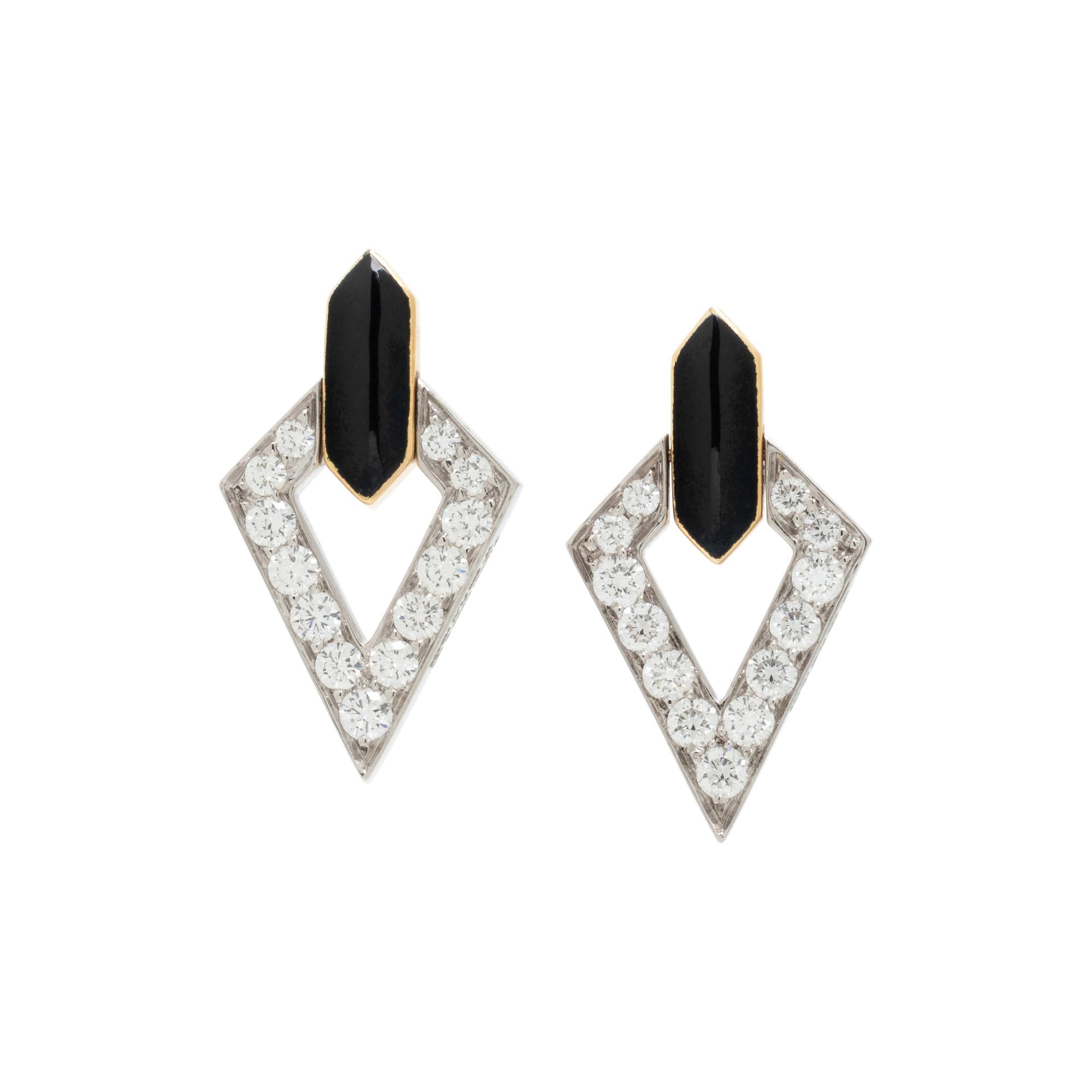 DAVID WEBB, DIAMOND AND ONYX EARRINGS
