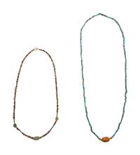 Two Egyptian Carnelian, Bead, and Faience Necklaces