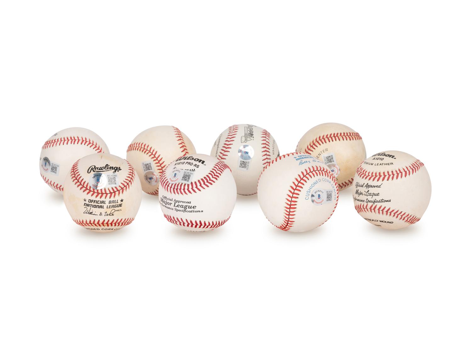 A Group of Eight Hall of Fame and Notable Signed Autograph Baseballs (Beckett Authentication Services BAS Certified),