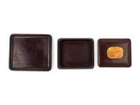A Chinese Jade Inset Hardwood Box and Tray