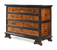 An Italian Baroque Marquetry and Part-Ebonized Bureau Chest