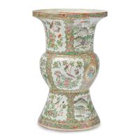 A Chinese Export Porcelain Rose Medallion Gu-Form Vase