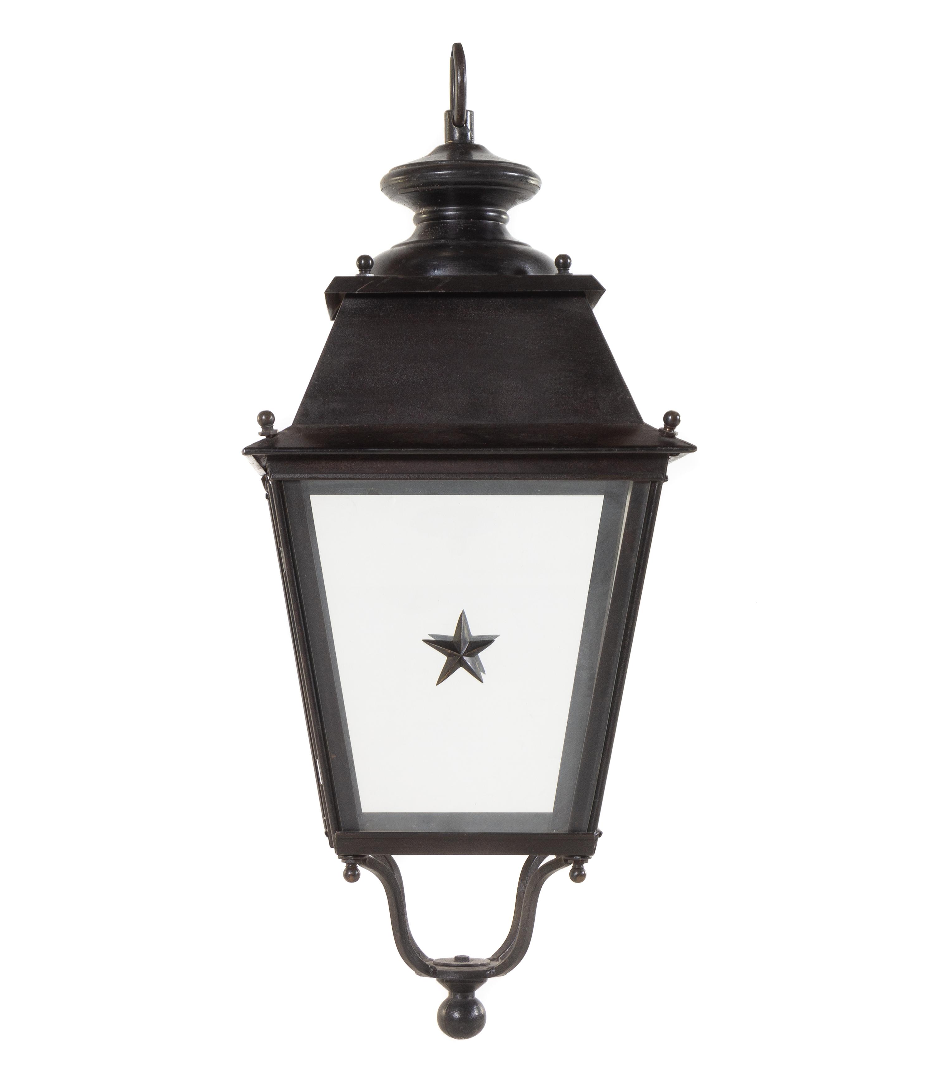 A Set of Three Painted Metal Lanterns