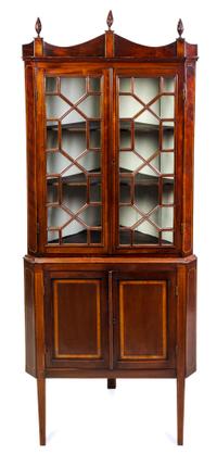 A George III Style Mahogany Corner Cupboard Height 86 x width 34 x depth 18 inches. — LATE 19TH CENTURY