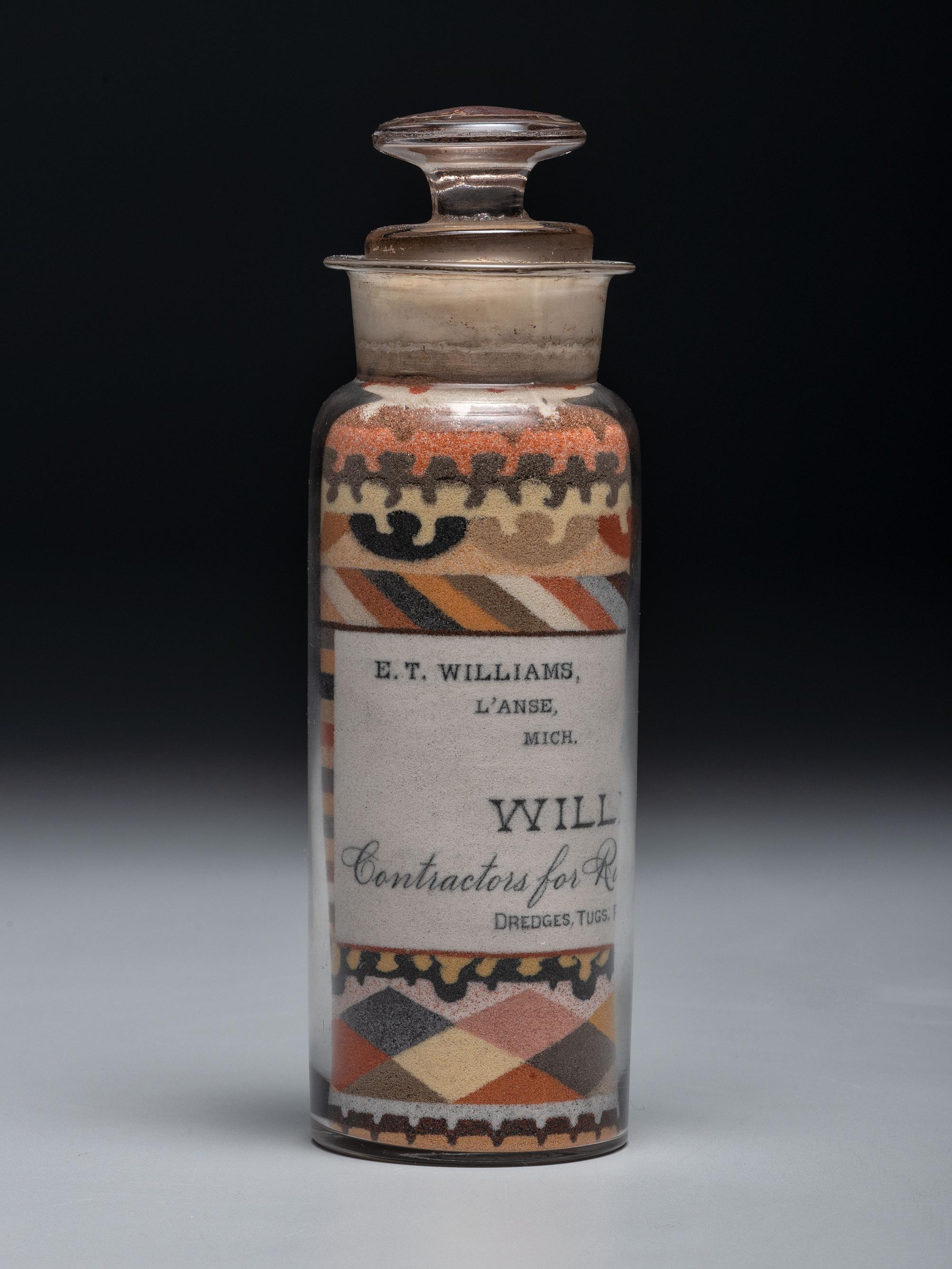 An Andrew Clemens (American, 1857-1894) Williams and Upham Contractors for River and Harbor Improvements Sand Bottle