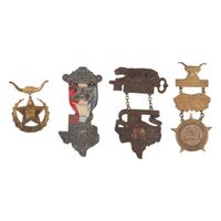 [WESTERN AMERICANA]. A group of 4 Texas pins, incl. from the Texas Cattle Raisers' Association and the Panhandle Old Settlers Association.