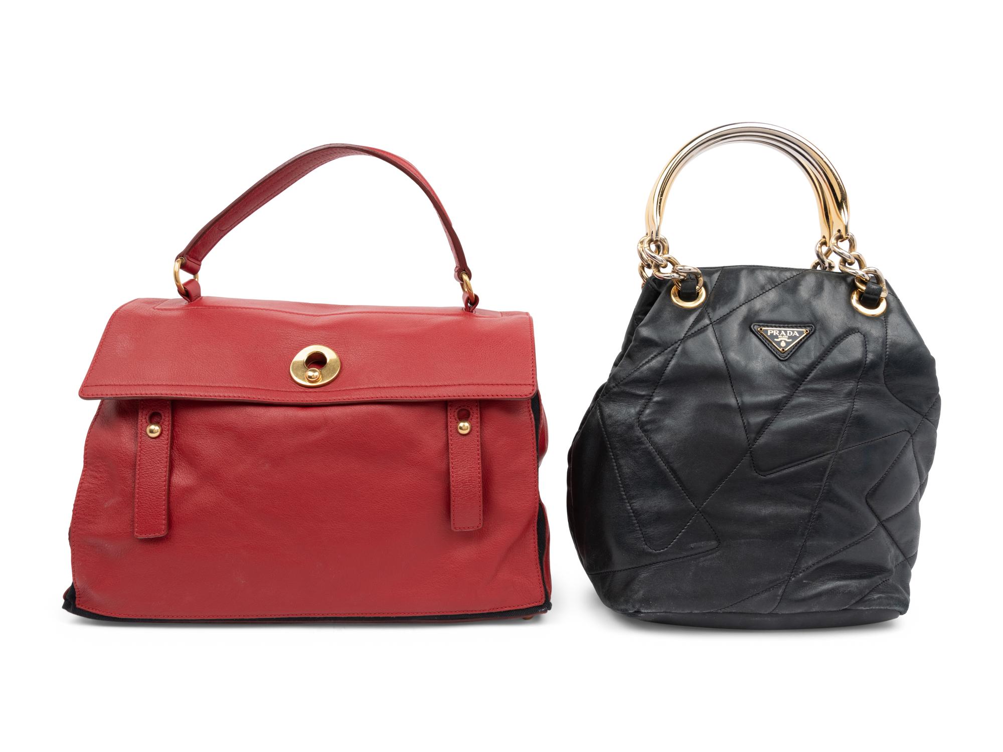 Two Designer Leather Bags: One Yves Saint Laurent and One Prada, 1990-2000s