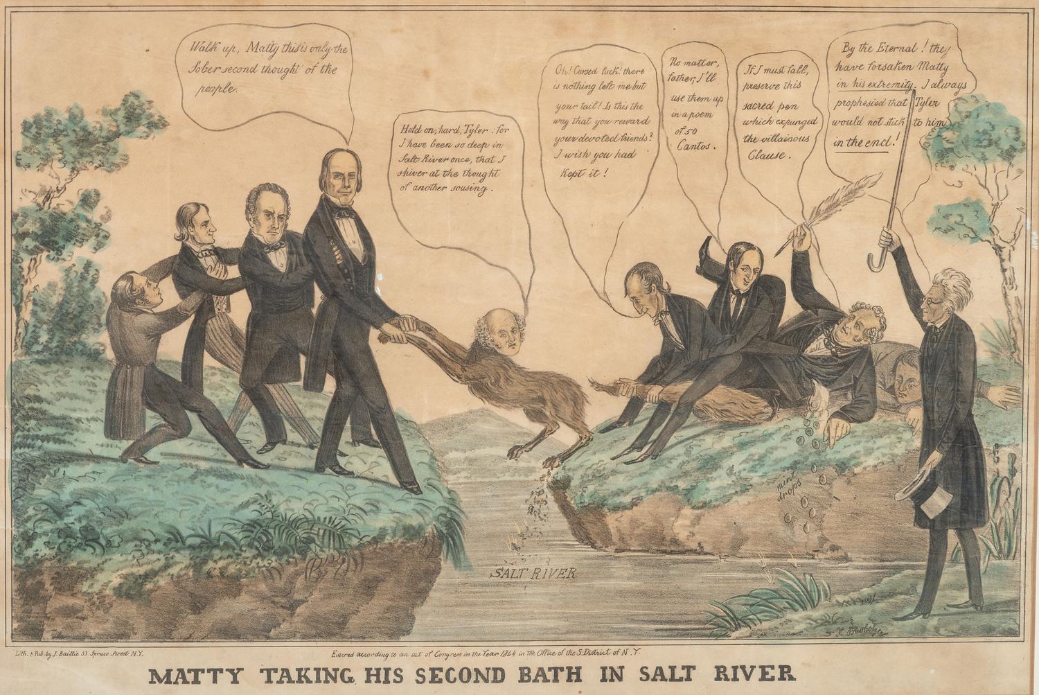 [POLITICS] -- [VAN BUREN, Martin (1782-1862)]. BUCHOLZER, H., artist. James BAILLIE, lithographer. Matty Taking his Second Bath in Salt River .