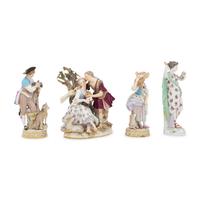 A Group of Three Meissen Porcelain Allegorical Figures