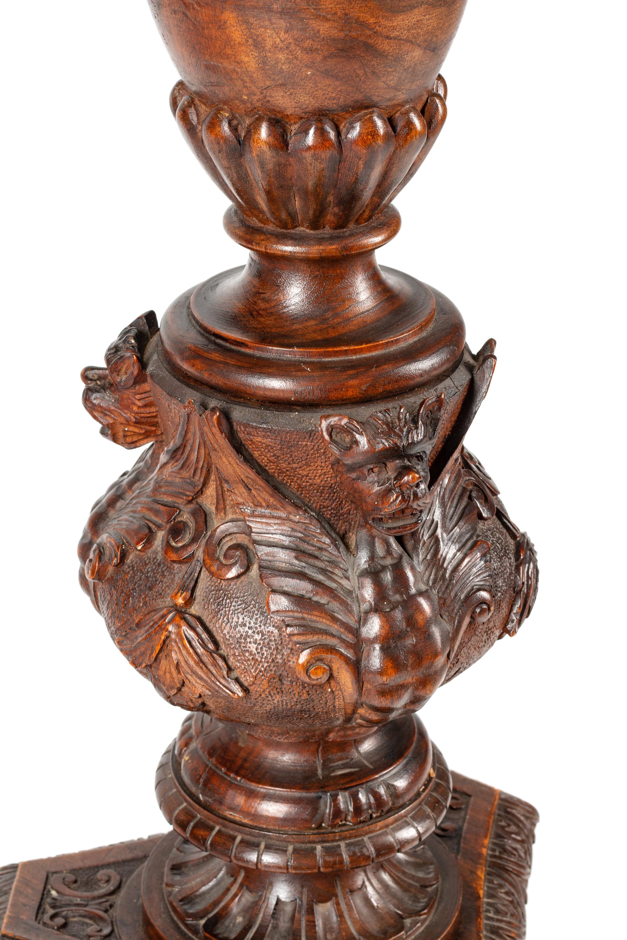 A Continental Carved Oak Pedestal