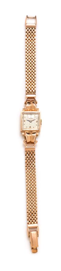 HELBROS, RETRO, 14K ROSE GOLD WRISTWATCH
