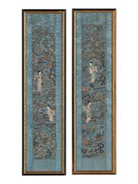 Two Pairs of Chinese Embroidered Sleeve Bands