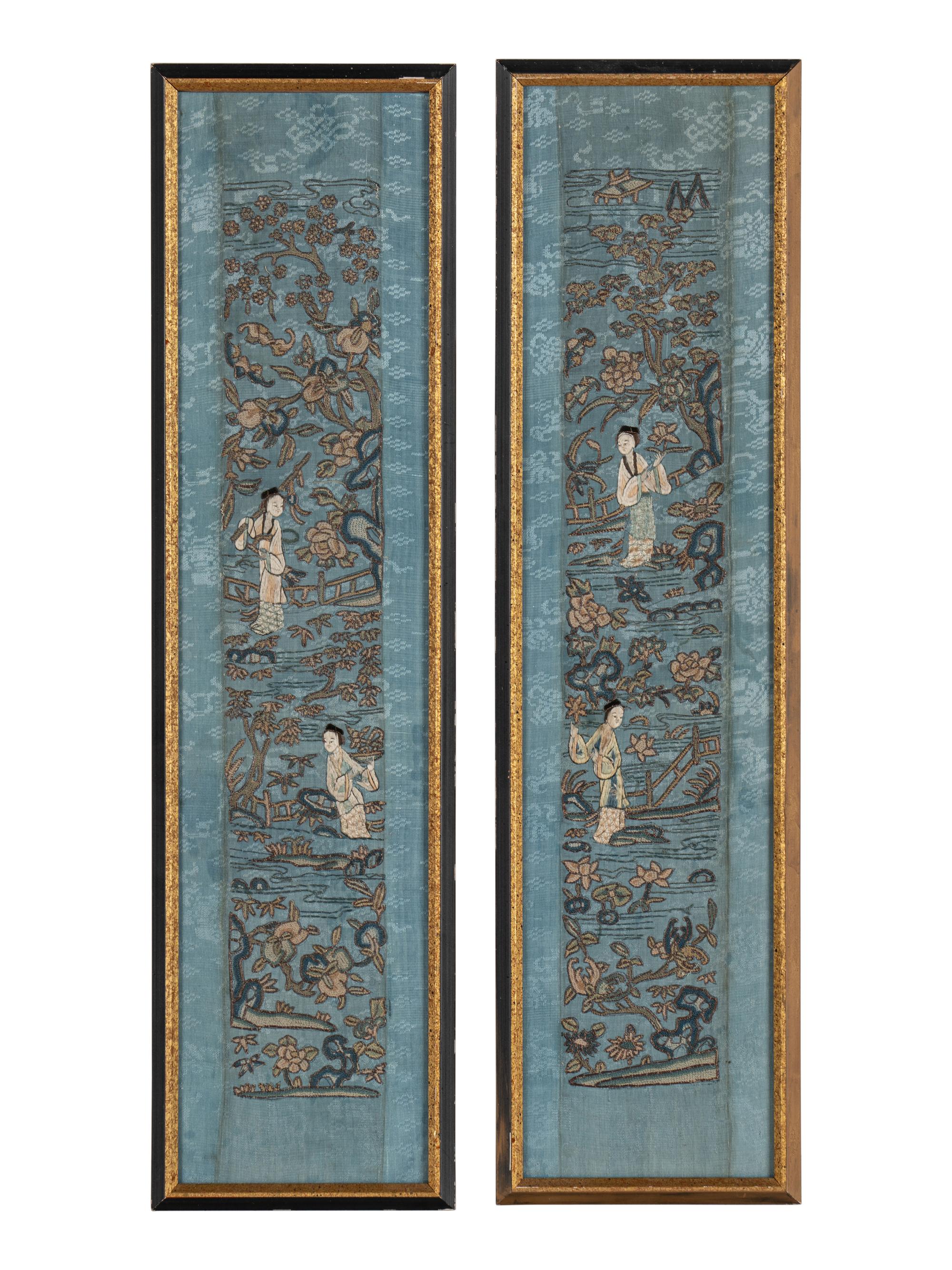 Two Pairs of Chinese Embroidered Sleeve Bands
