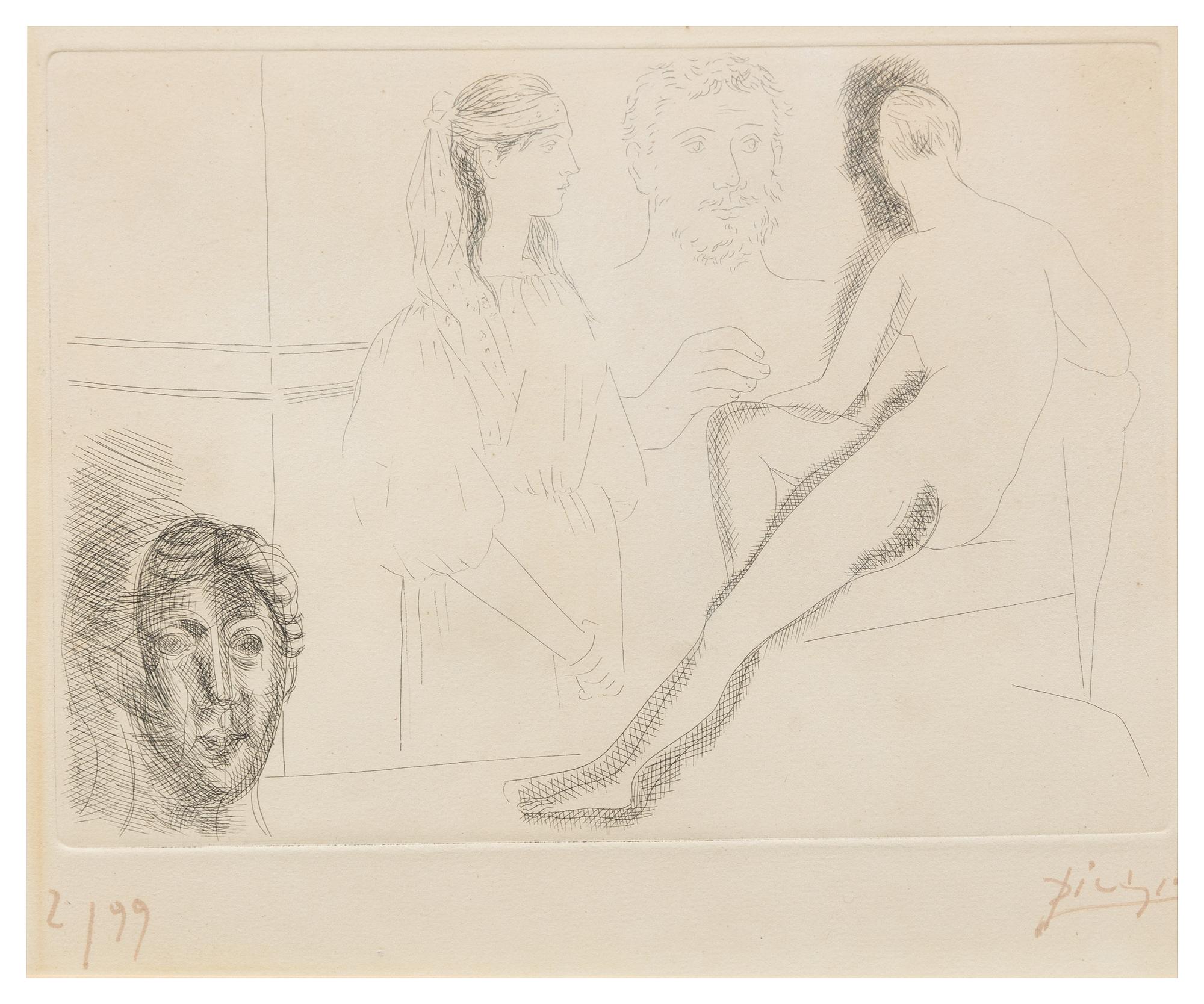 Pablo Picasso, (Spanish, 1881-1973), Sculpteur devant sa Sculpture (from Le Chef-d'Oeuvre Inconnu series), 1927