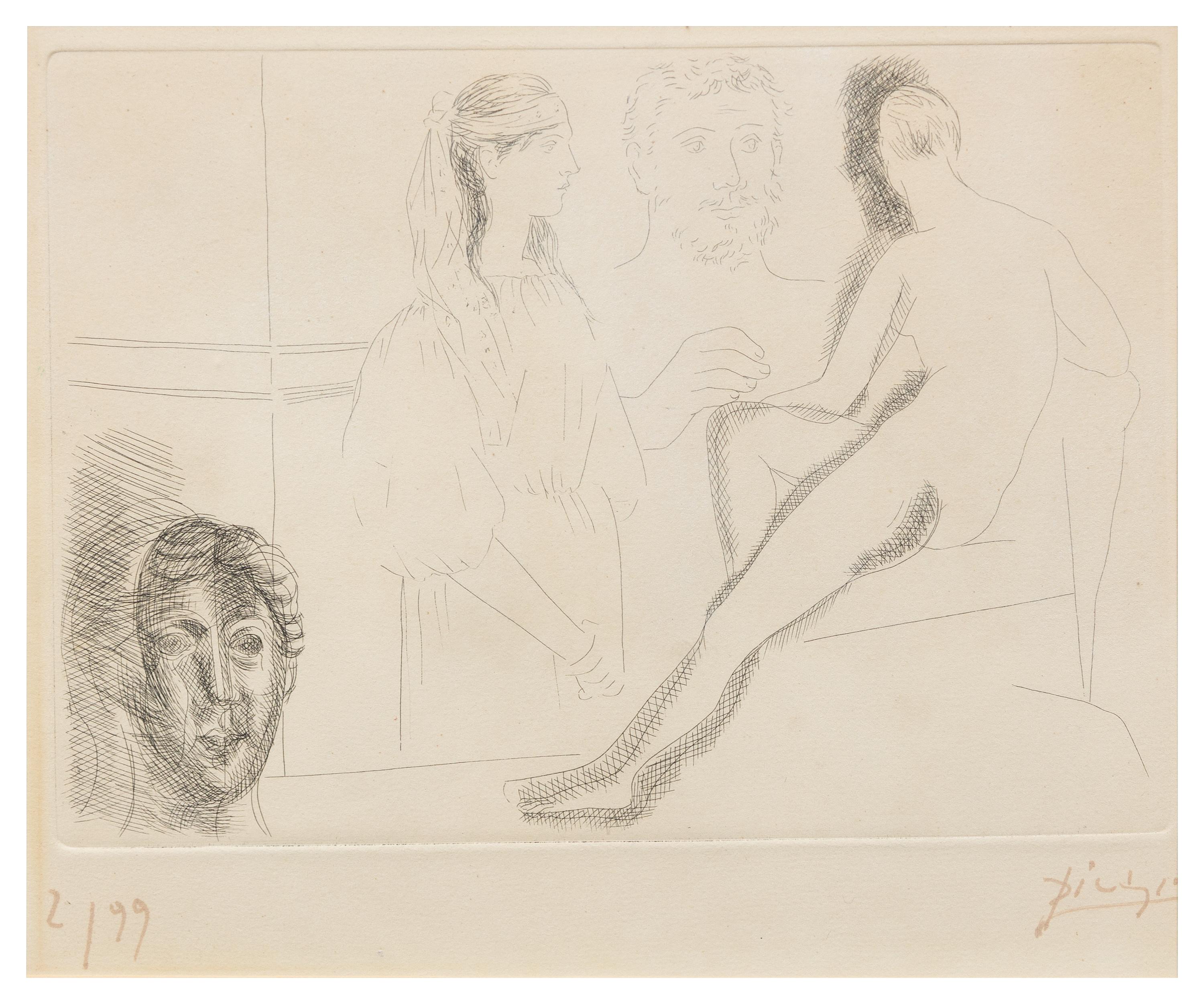 Pablo Picasso, (Spanish, 1881-1973), Sculpteur devant sa Sculpture (from Le Chef-d'Oeuvre Inconnu series), 1927
