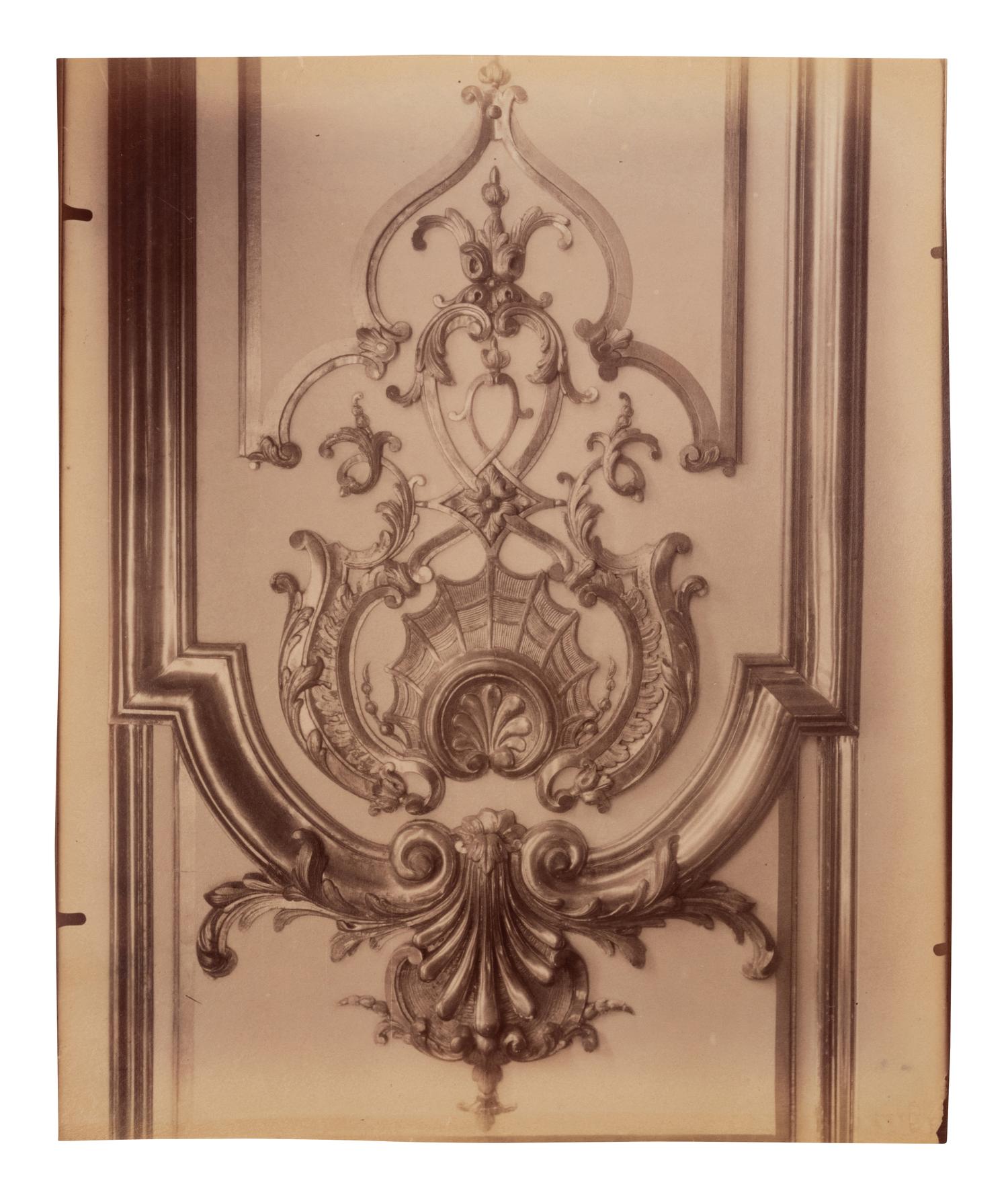 A group of six photographs depicting early 20th Century Parisian architectural details (Saints-Gervais-et-Protais, 1903-1904; Ambassade d'Autriche, 57 rue de Varenne, 1905; La Monnaie-quai Conti [5234], 1905-1906; Hôtel de Roquelaure, boulevard Saint-Germain, 246, 1905-1906; Hôtel de la Duchesse, de Narbonne, rue Varenne 45, 1907; [Cluny–Diane Chasseresse. Art Français. École J. Goujon], 1911)