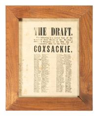 [CIVIL WAR]. The Draft. The following is a correct List of the names of those Drawn at the Marshal's Office, in Kingston, on the 19th day of September, 1864, for the Town of Coxsackie [NY].