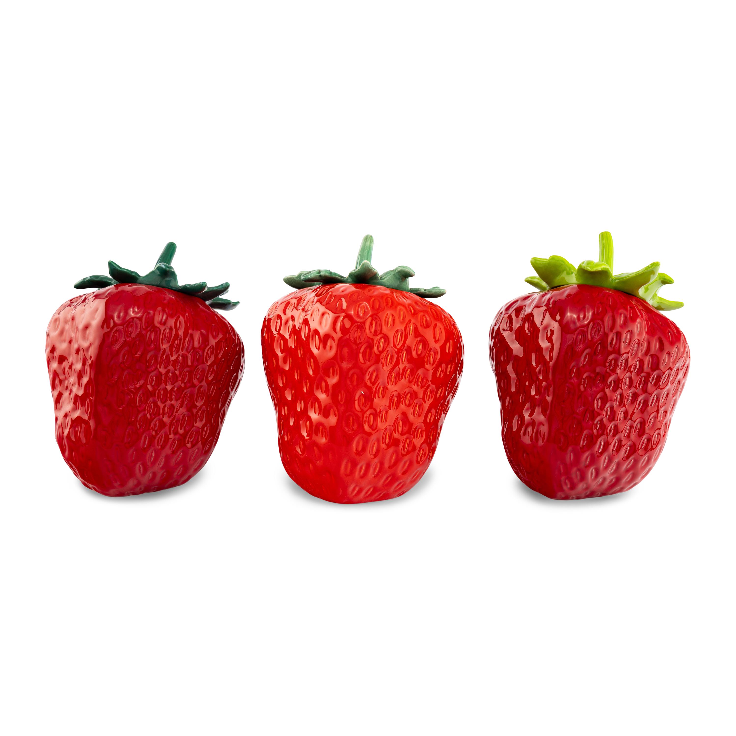 Three Ceramic Strawberry-Form Cookie Jars