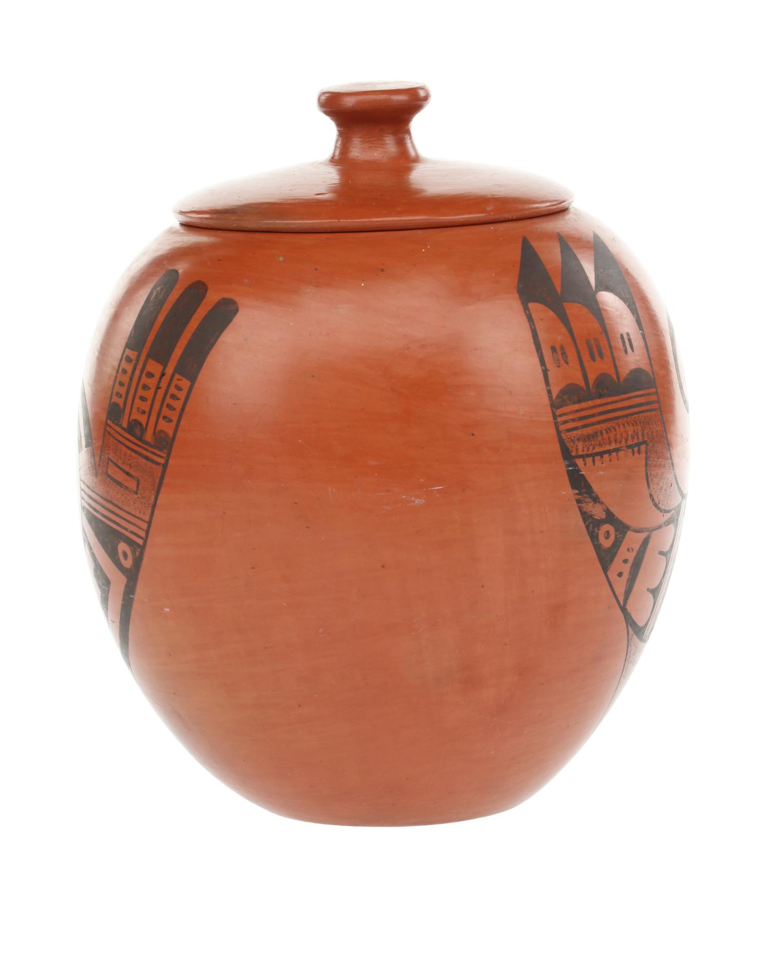 A Redware Lidded Jar by Sadie Adams