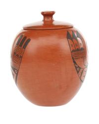 A Redware Lidded Jar by Sadie Adams