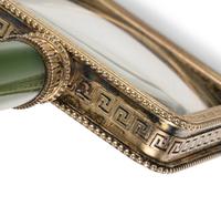 A Fabergé Silver-Gilt and Carved Nephrite Jade Magnifying Glass