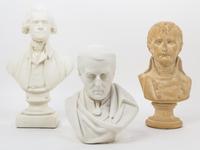 Three Historic Busts Height of tallest 13 1/2 inches.