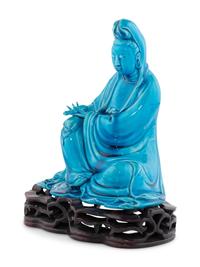 A Chinese Turquoise Glazed Porcelain Guanyin