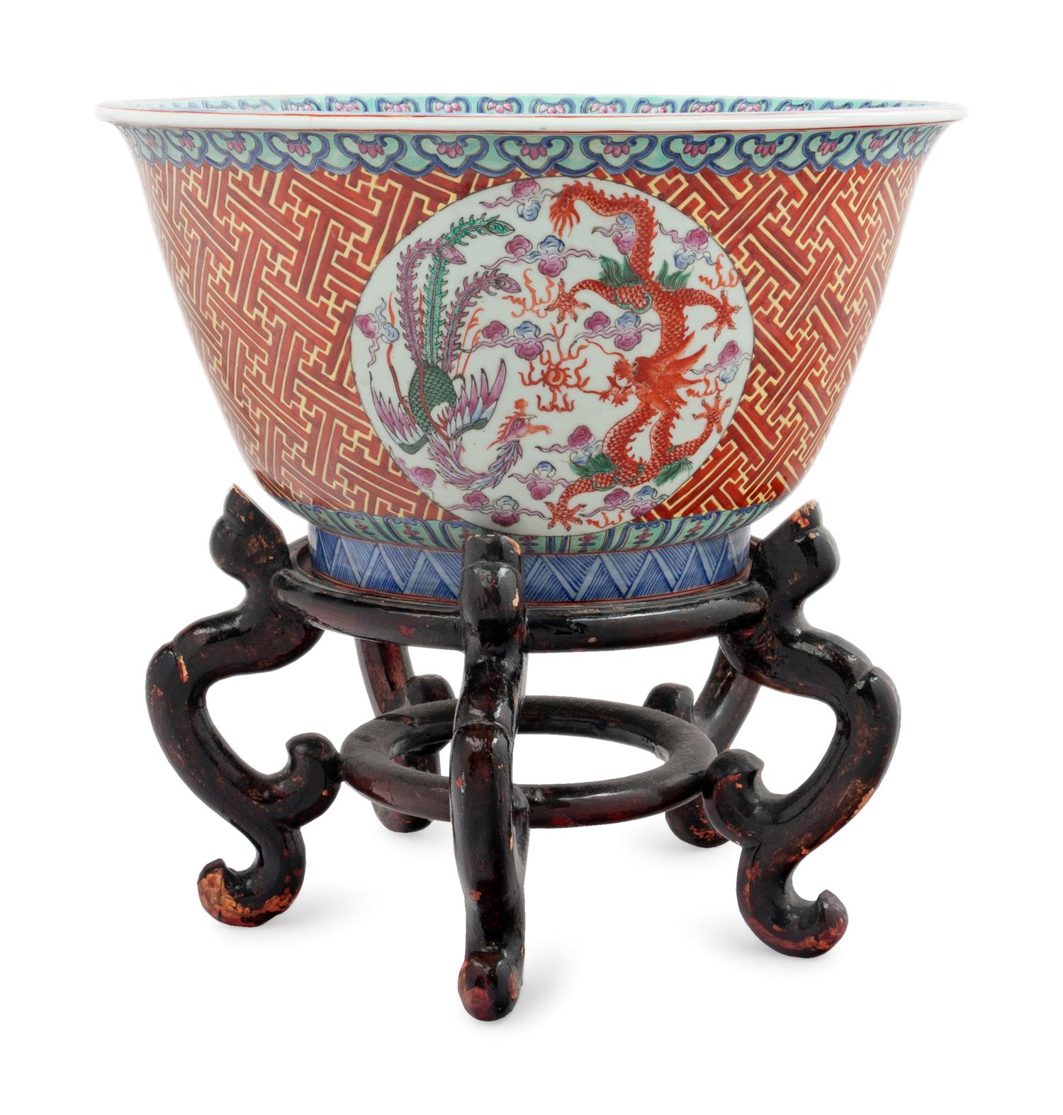A Chinese Export Porcelain Fishbowl on Stand