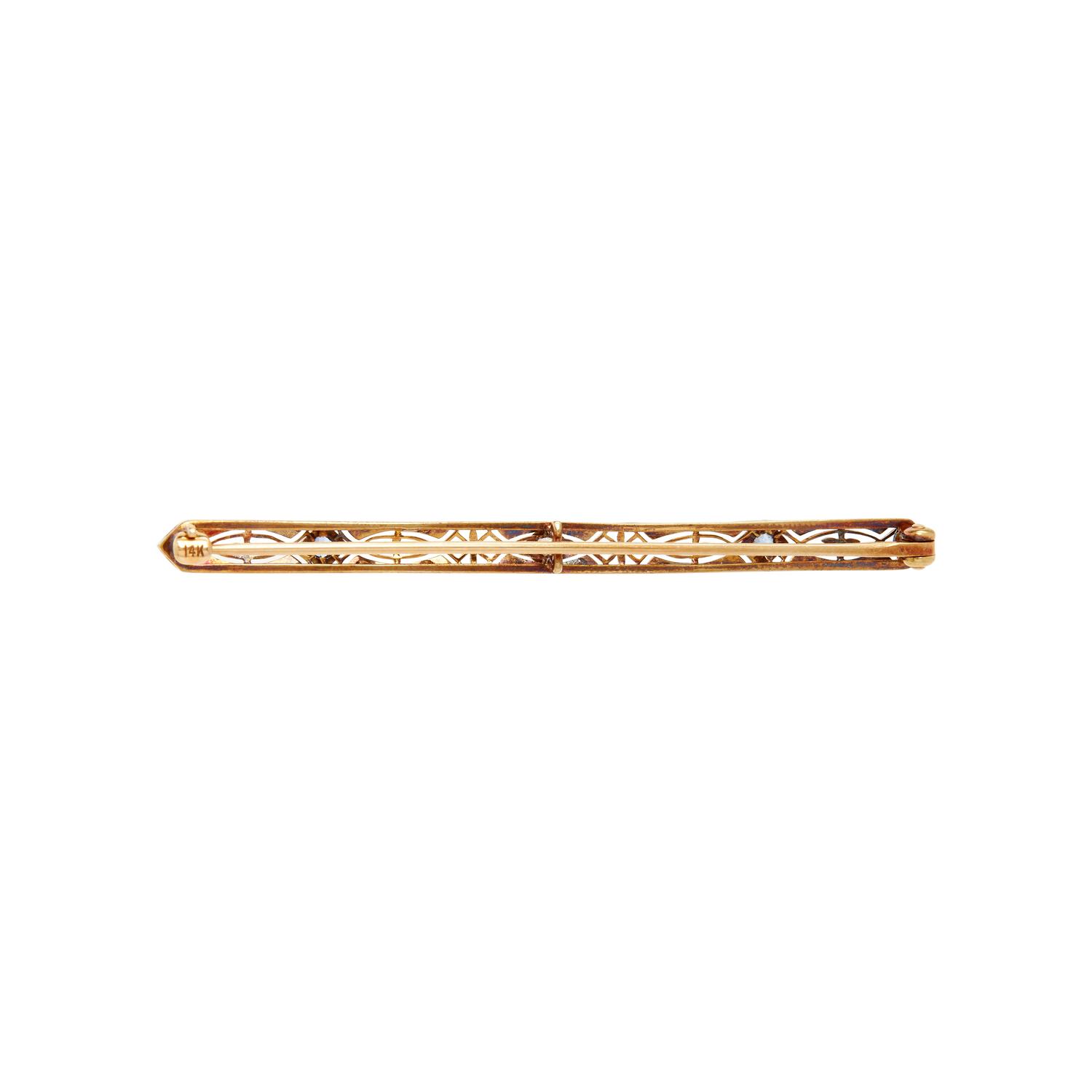 COLLECTION OF PLATINUM TOPPED YELLOW GOLD, SAPPHIRE, AND DIAMOND BAR PINS