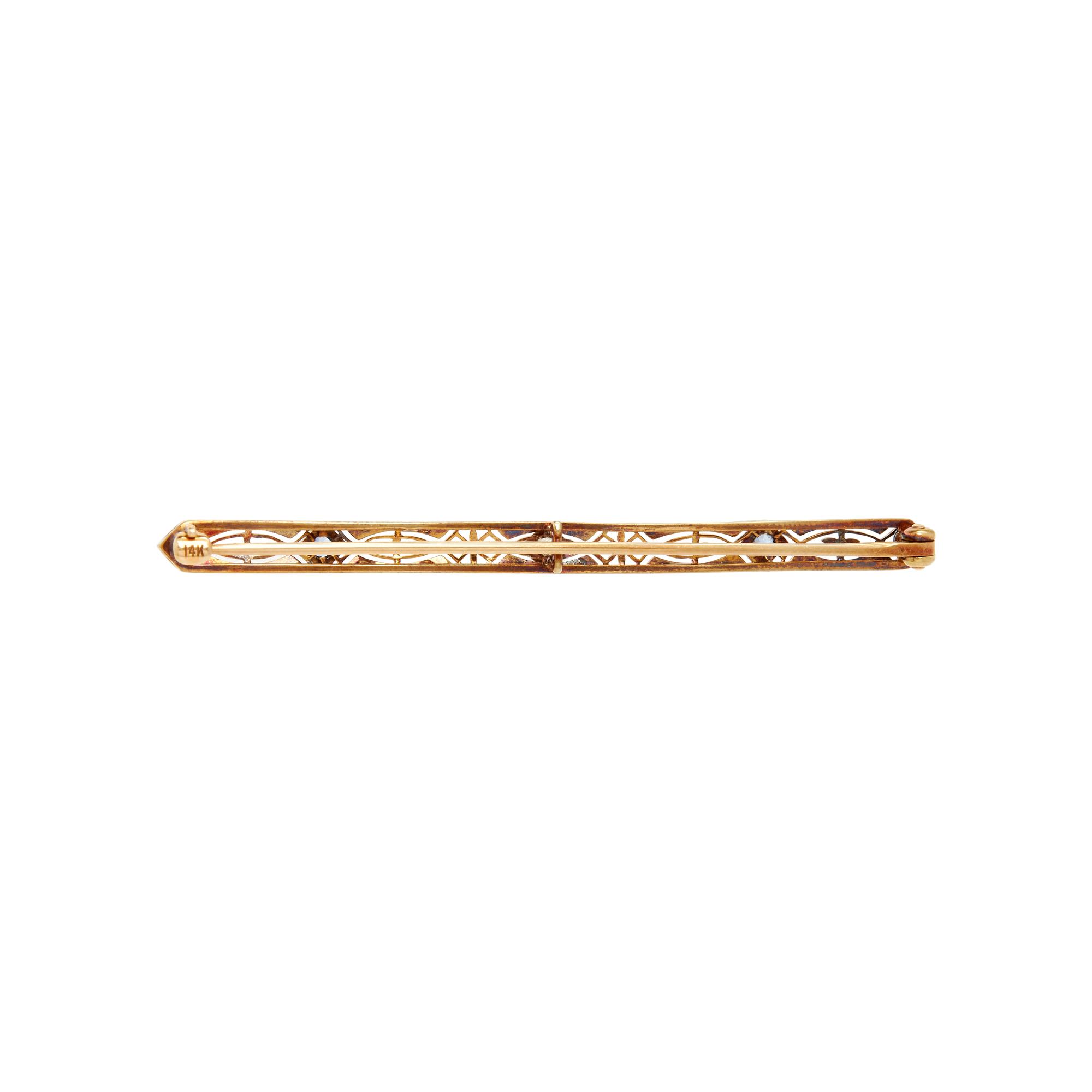 COLLECTION OF PLATINUM TOPPED YELLOW GOLD, SAPPHIRE, AND DIAMOND BAR PINS