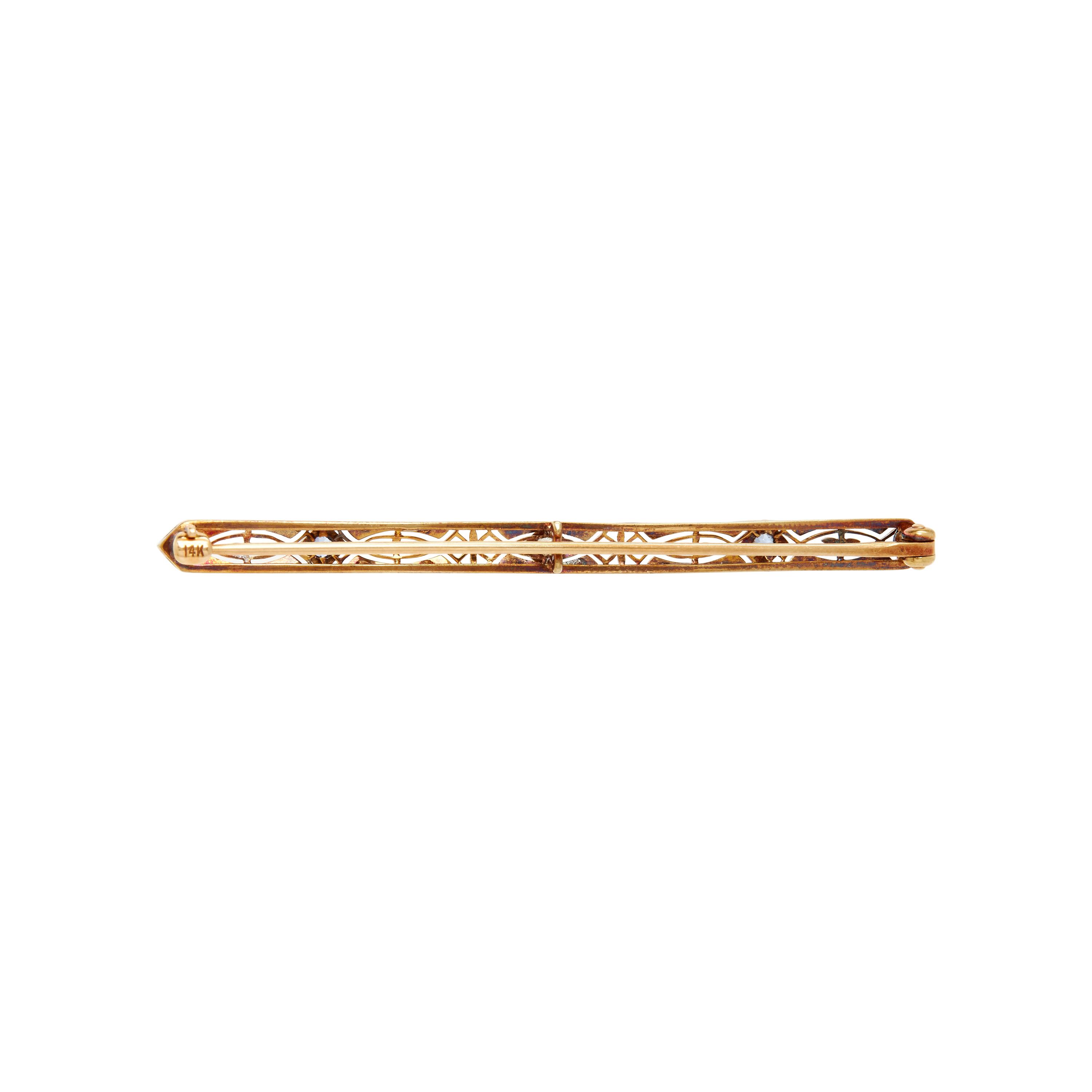 COLLECTION OF PLATINUM TOPPED YELLOW GOLD, SAPPHIRE, AND DIAMOND BAR PINS